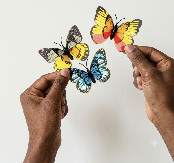Colorful butterfly hair clips pair