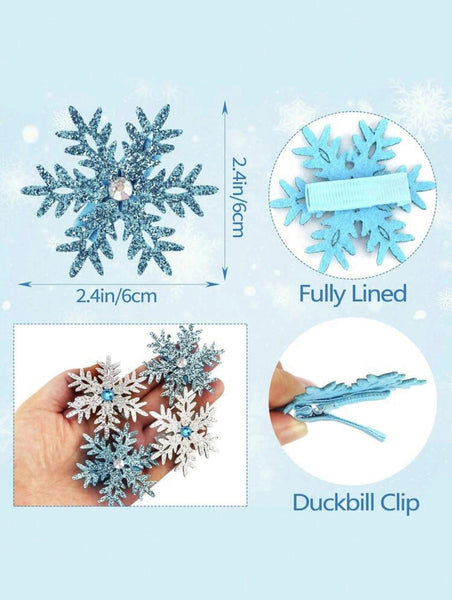 Large Rhinestone Snowflake Clips (single)