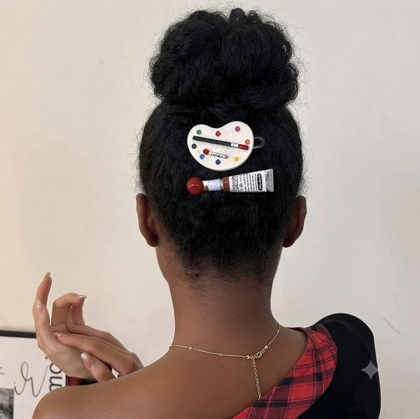 Paint tube and palette hair clip set