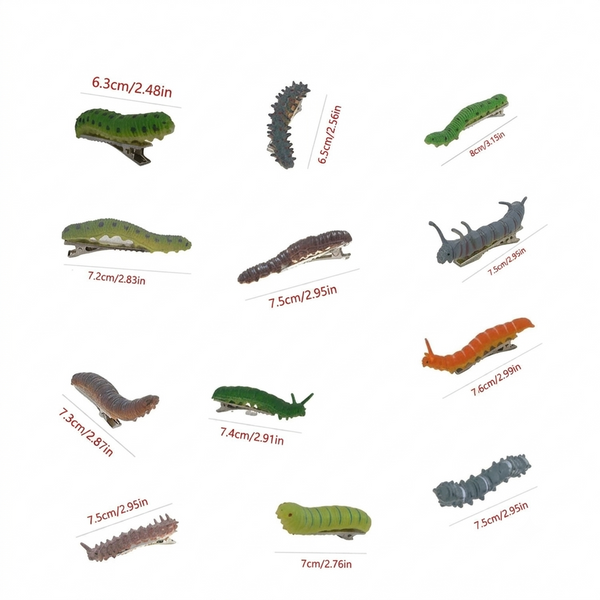 Caterpillar hair clip set