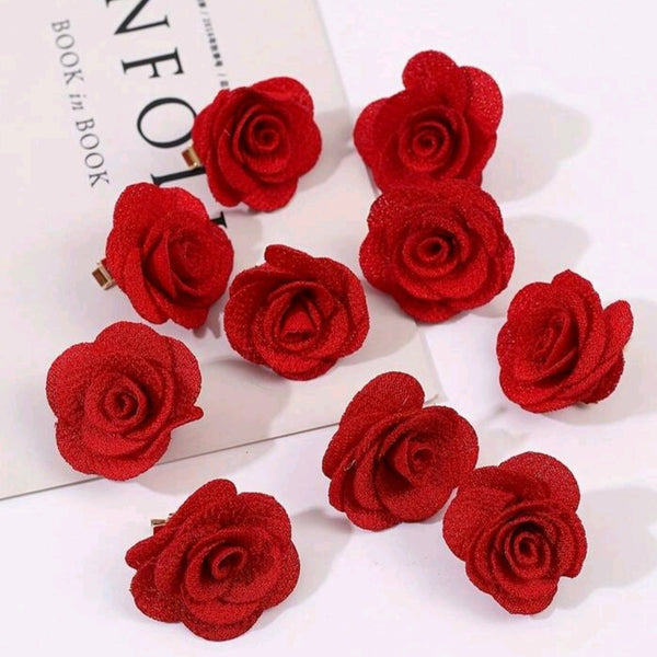 Mini rose hair clip set (4)