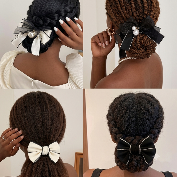 Black & White Bows Claw Clips
