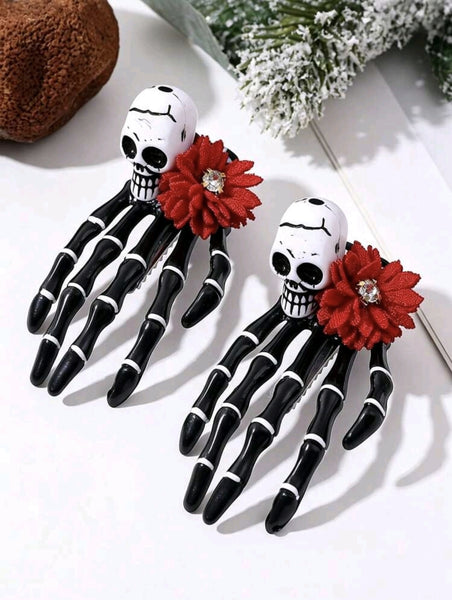 Halloween Skull & Bone Hairclip set