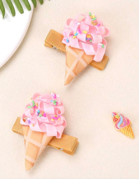 Ice-cream Cone hair clip pair