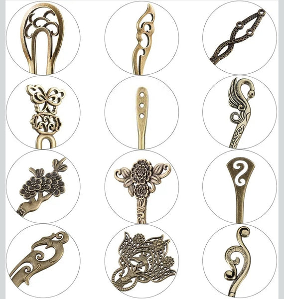 Vintage bronze hairsticks