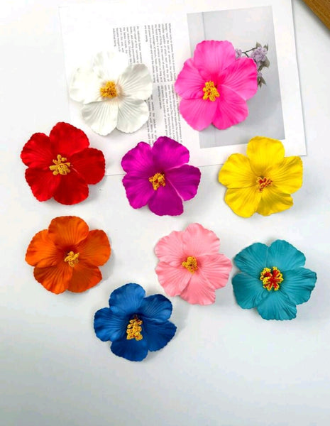 Hibiscus flower hair clip single