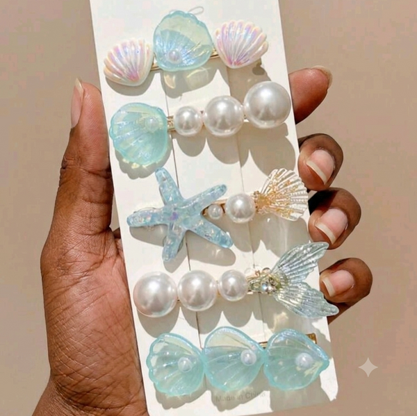 5pc Ocean themed hair clips