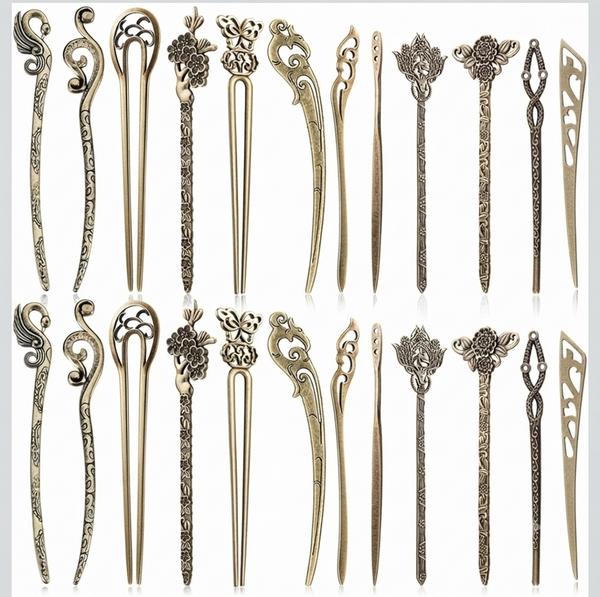 Vintage bronze hairsticks