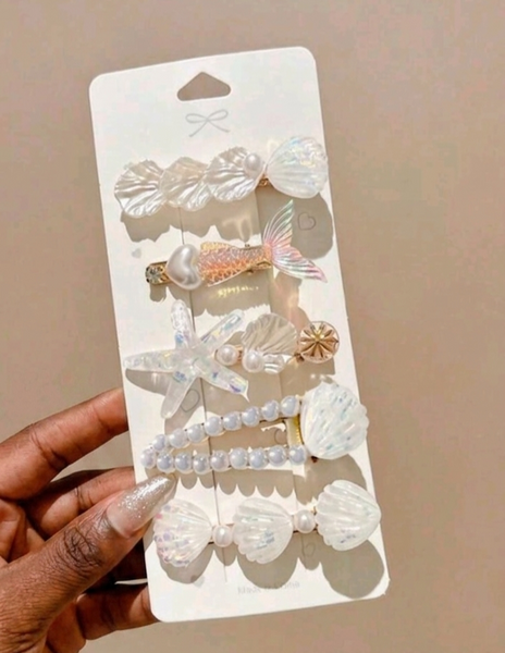 5pc Ocean themed hair clips